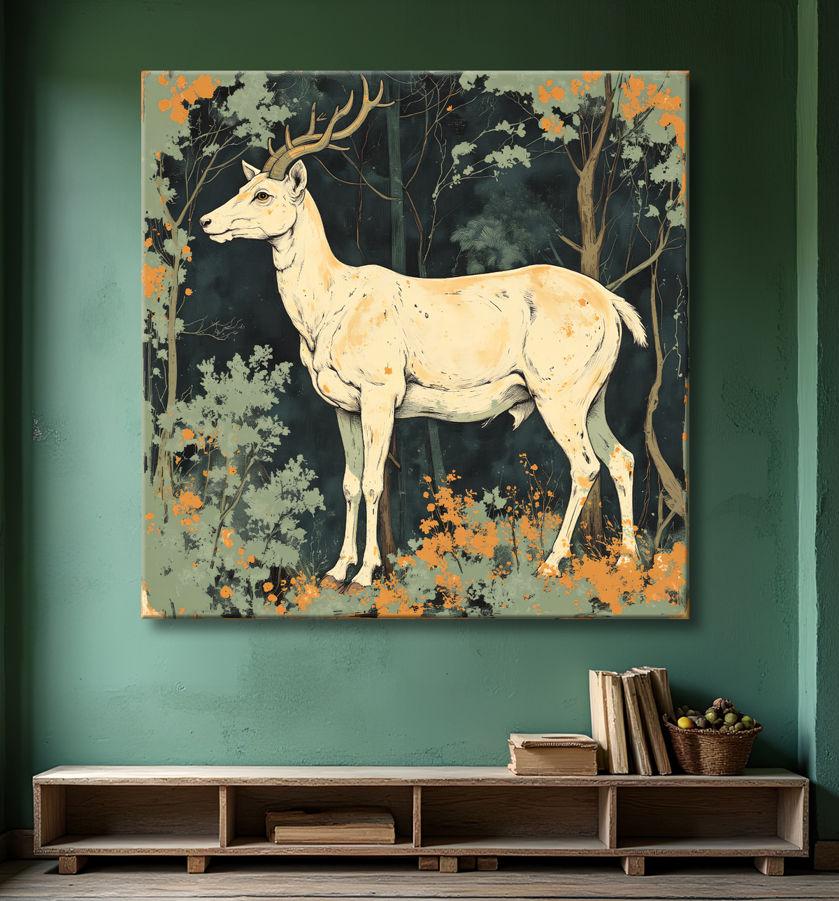 Tableau chèvre moderne - Peinture animalière expressive et graphique avec decor