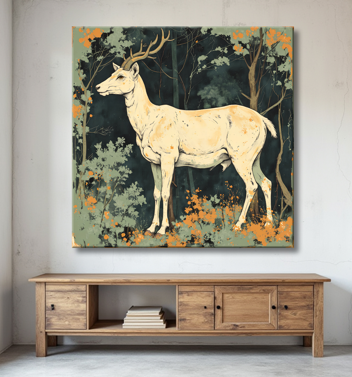 Tableau chèvre moderne - Peinture animalière expressive et graphique avec decor