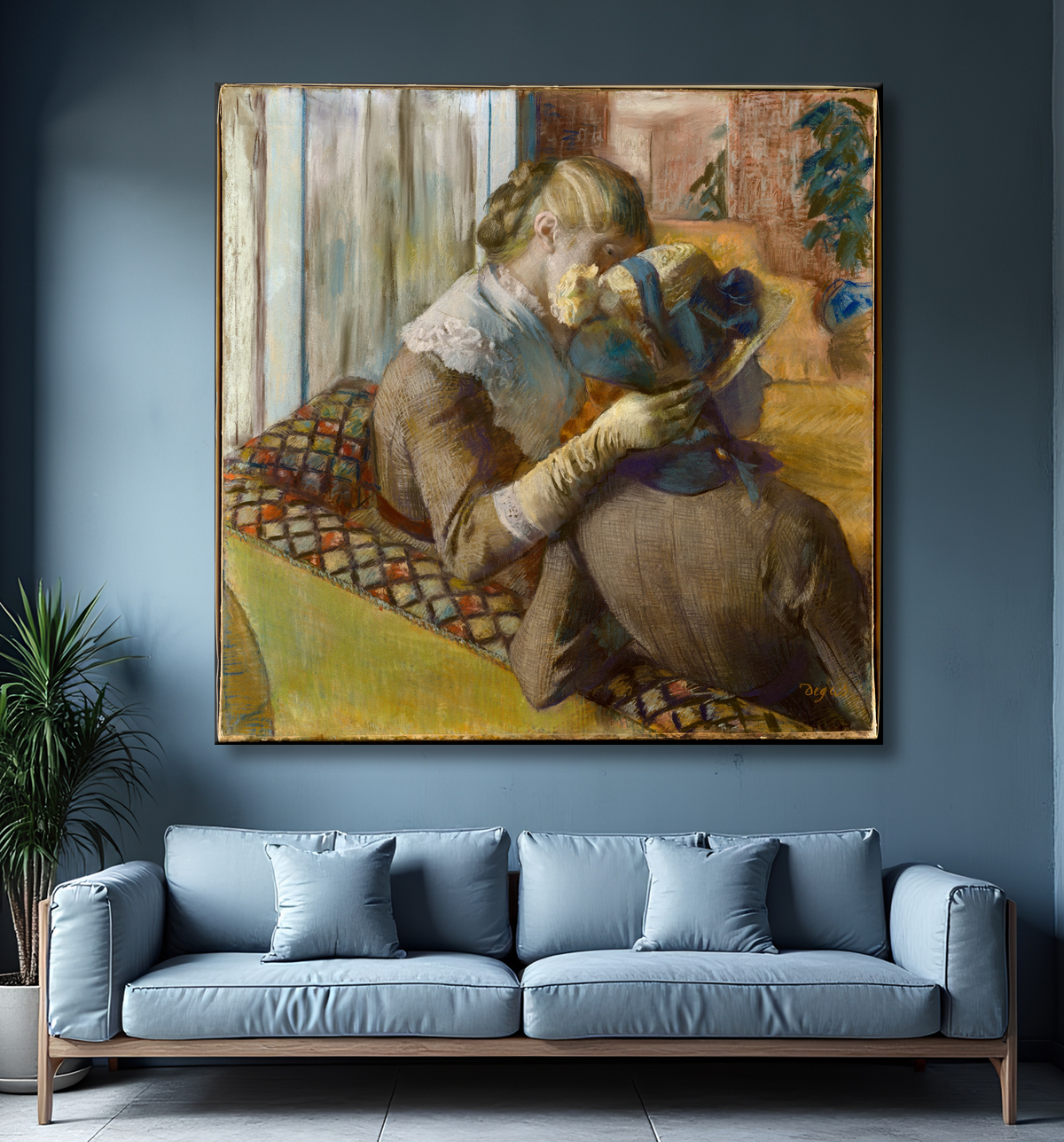 Reproduction Chez la modiste de Edgar Degas avec decor