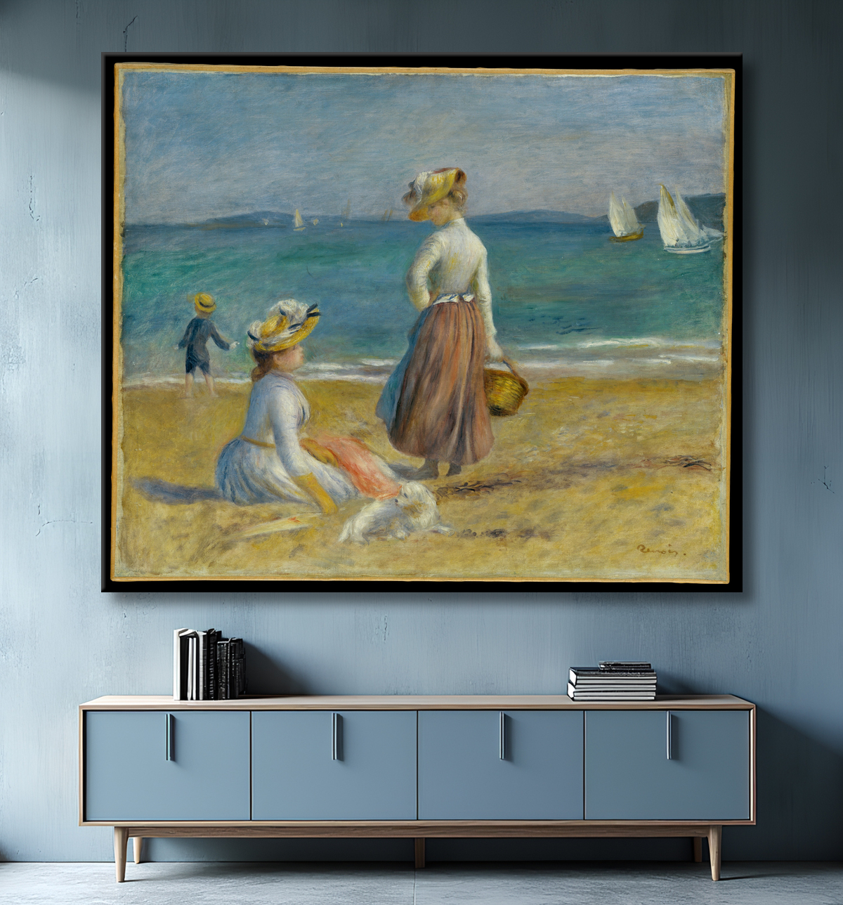 Reproduction Chiffres sur la plage de Auguste Renoir avec decor