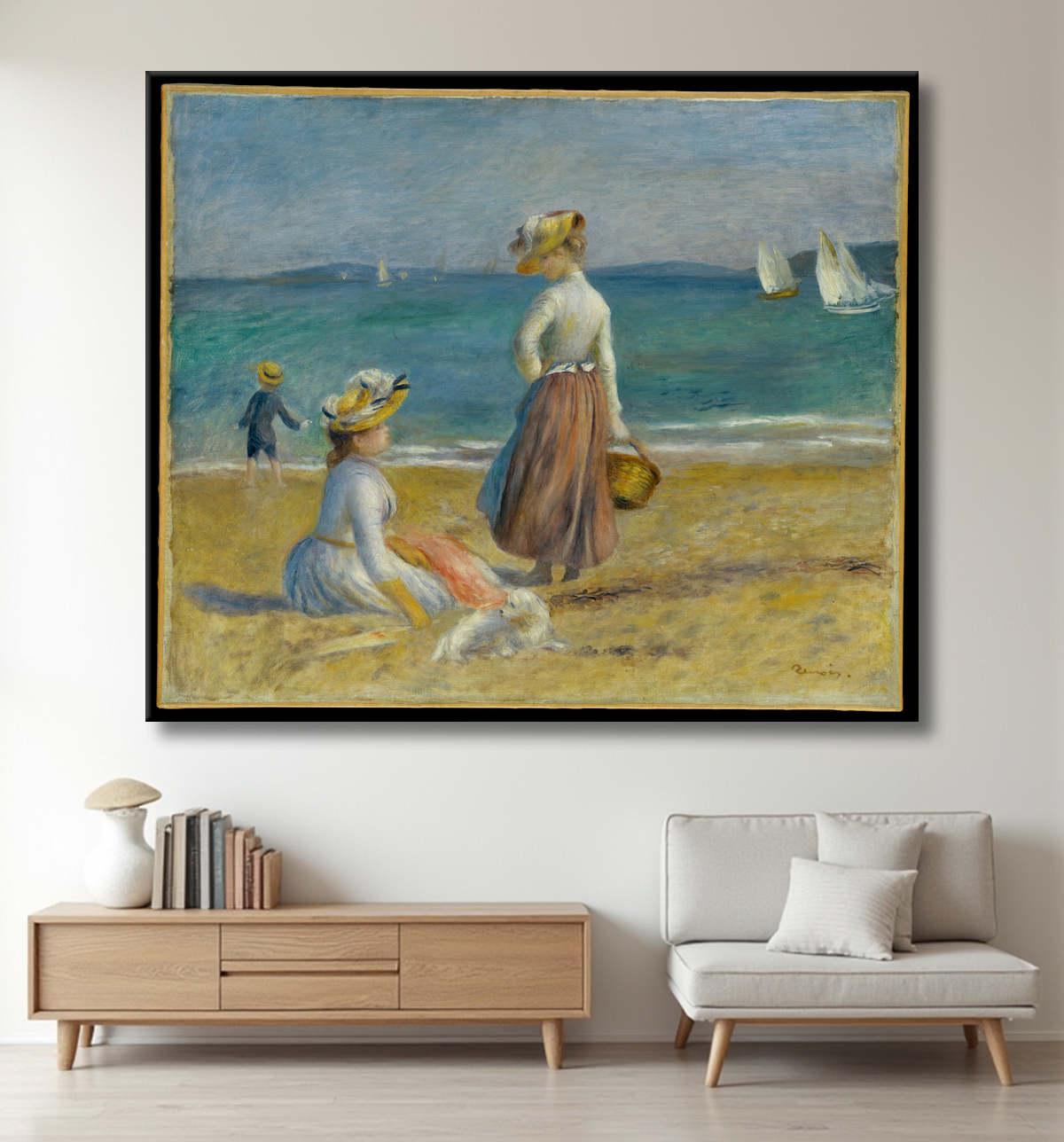 Reproduction Chiffres sur la plage de Auguste Renoir avec decor