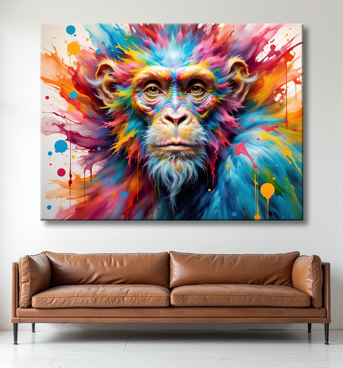 Tableau singe cosmique avec decor