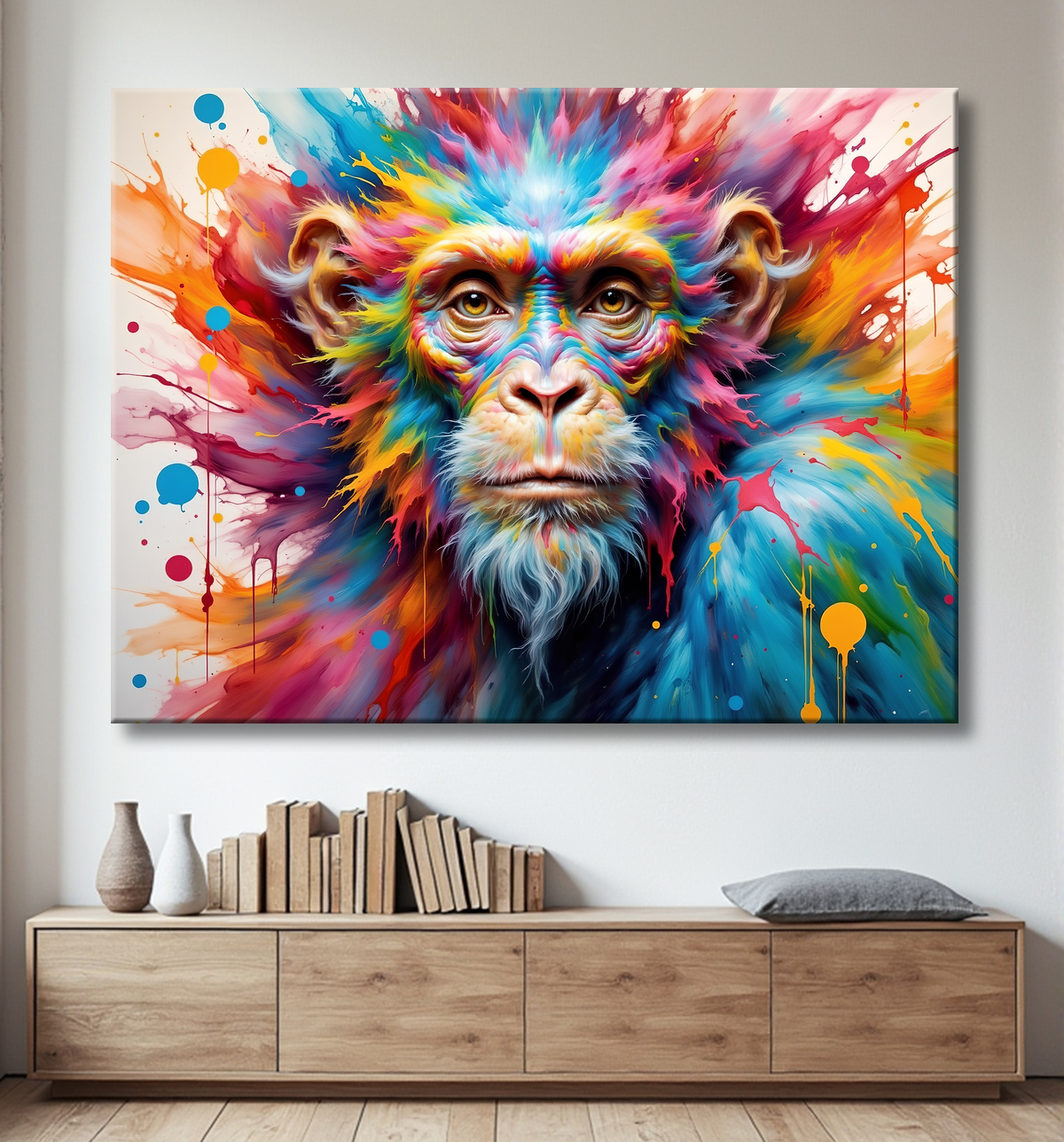Tableau singe cosmique avec decor