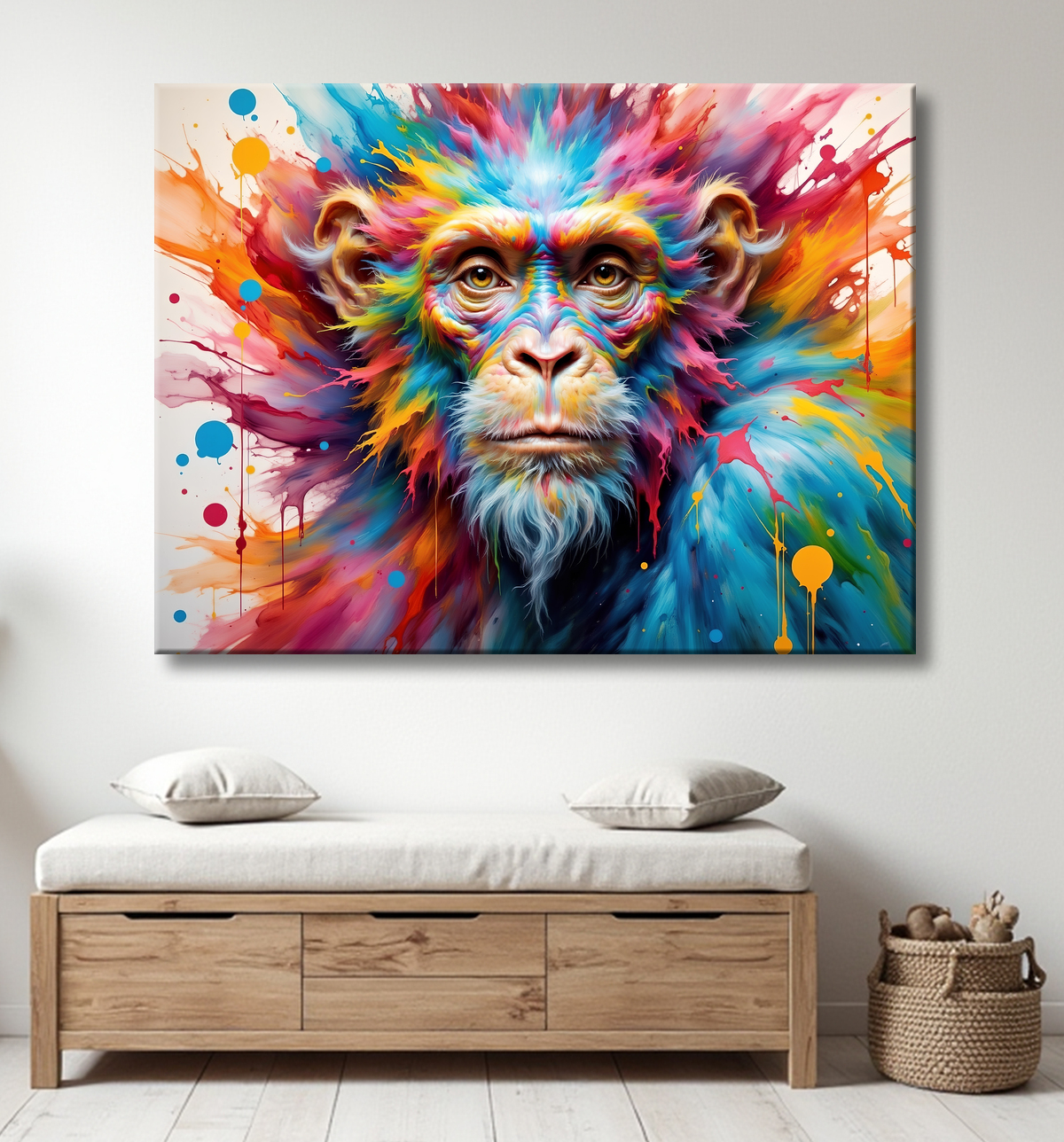 Tableau singe cosmique avec decor