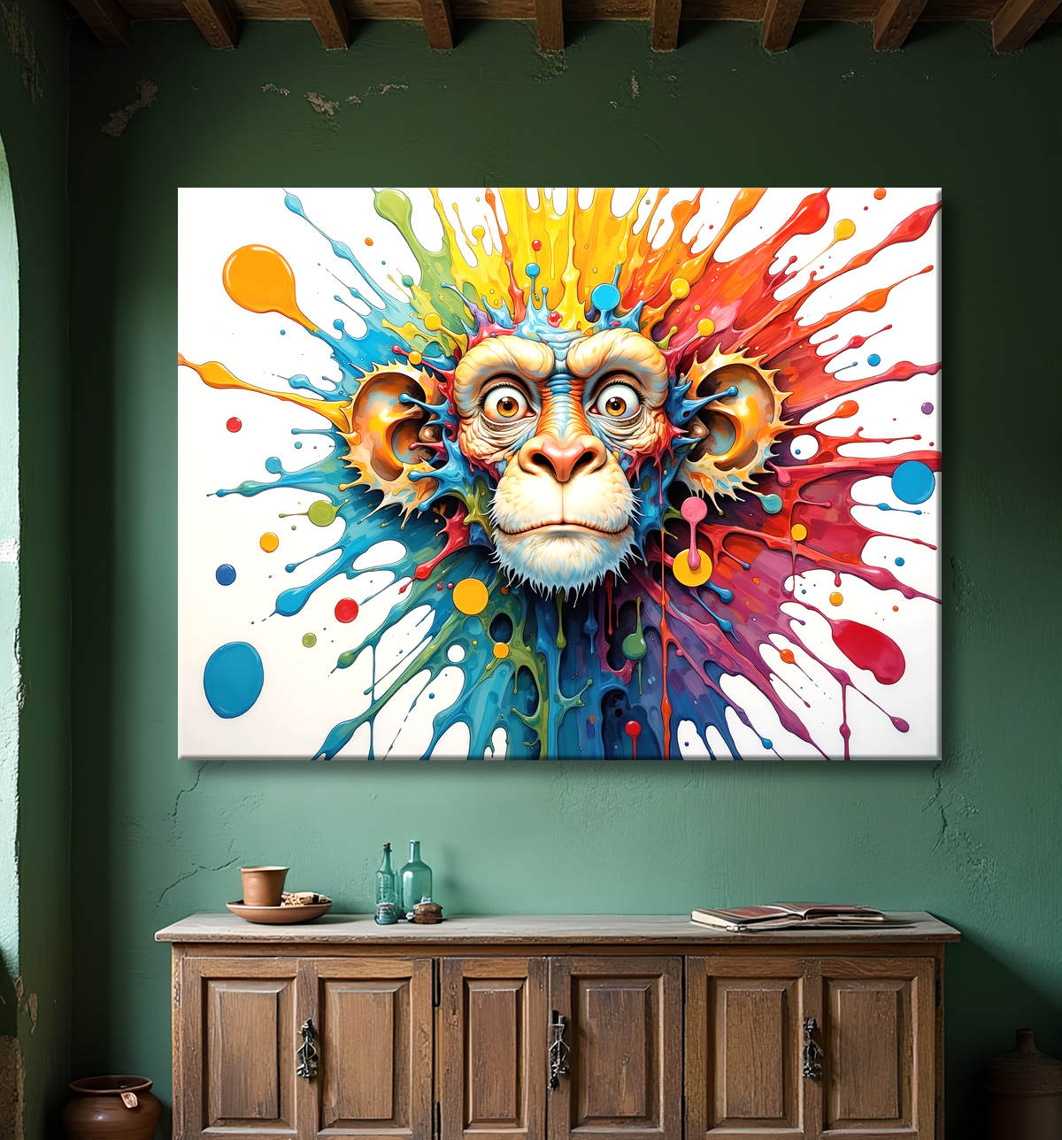 Tableau chimpanzé pop art - Explosion de couleurs et styles fantaisistes avec decor