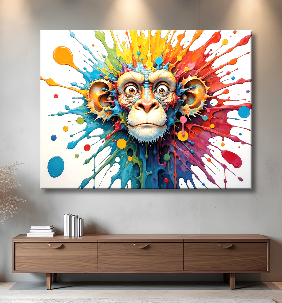 Tableau chimpanzé pop art - Explosion de couleurs et styles fantaisistes avec decor