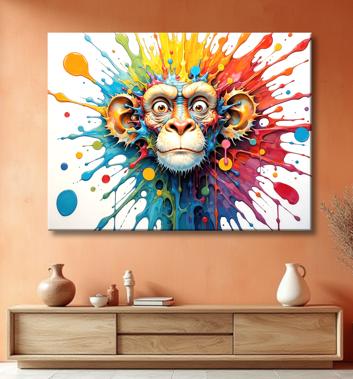Tableau chimpanzé pop art - Explosion de couleurs et styles fantaisistes avec decor