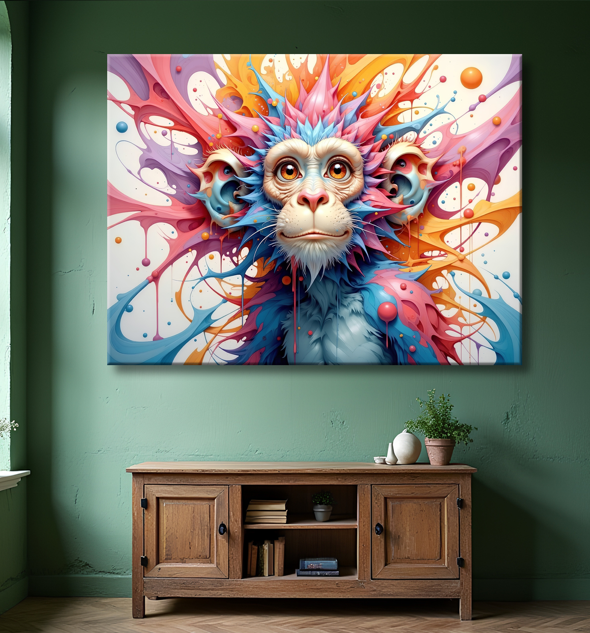 Tableau chimpanzé pop art - Explosion de couleurs et styles fantaisistes avec decor