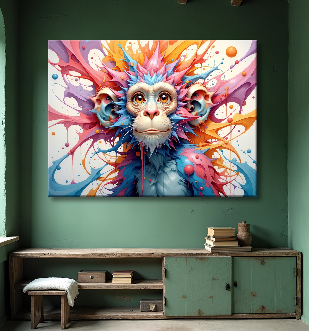 Tableau chimpanzé pop art - Explosion de couleurs et styles fantaisistes avec decor
