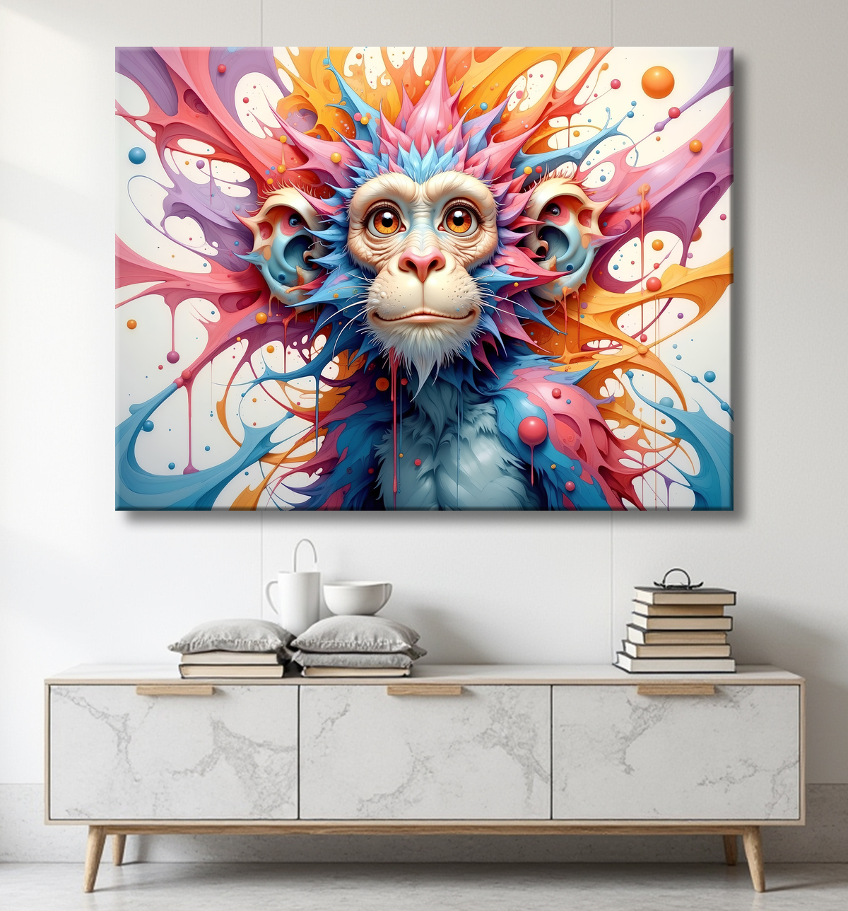 Tableau chimpanzé pop art - Explosion de couleurs et styles fantaisistes avec decor