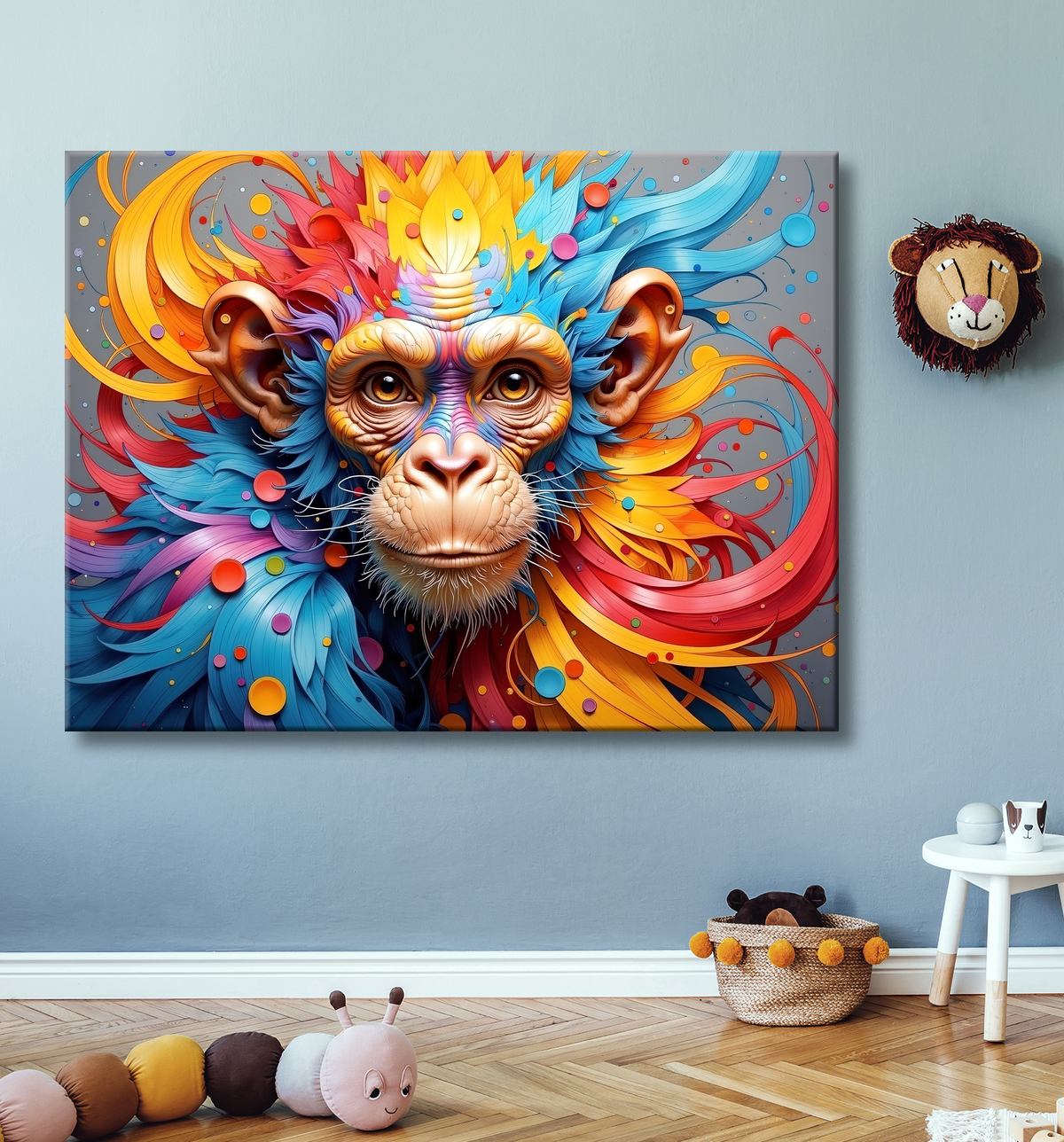 Tableau chimpanzé pop art - Explosion de couleurs et styles fantaisistes avec decor
