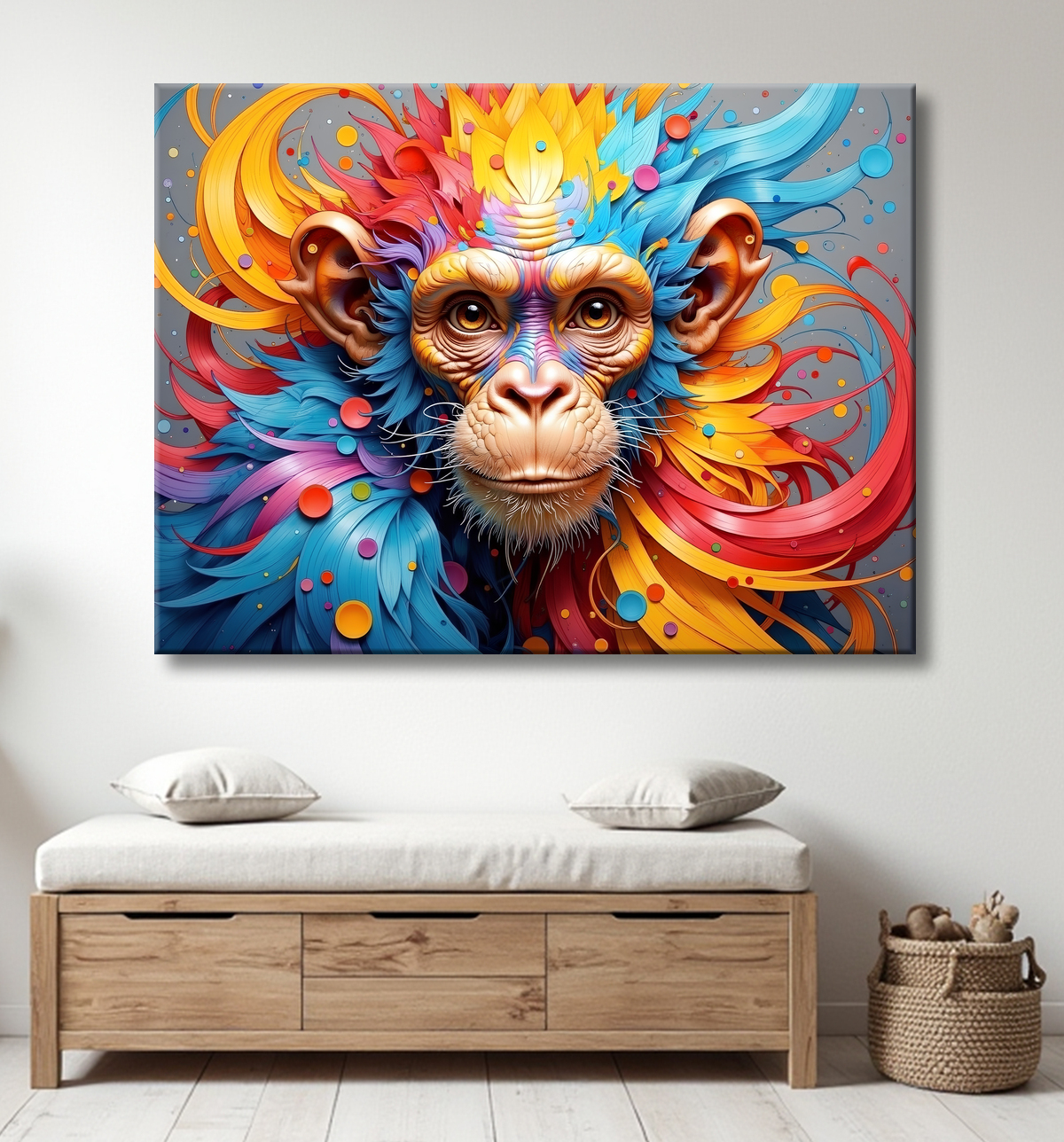 Tableau chimpanzé pop art - Explosion de couleurs et styles fantaisistes avec decor