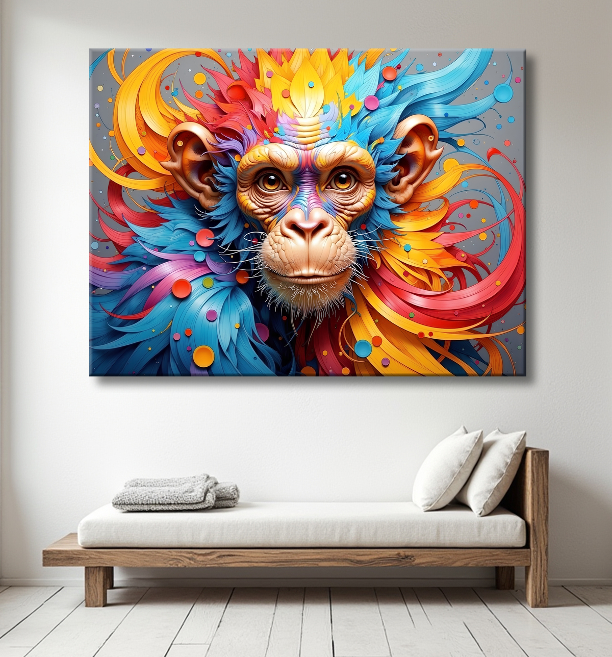 Tableau chimpanzé pop art - Explosion de couleurs et styles fantaisistes avec decor