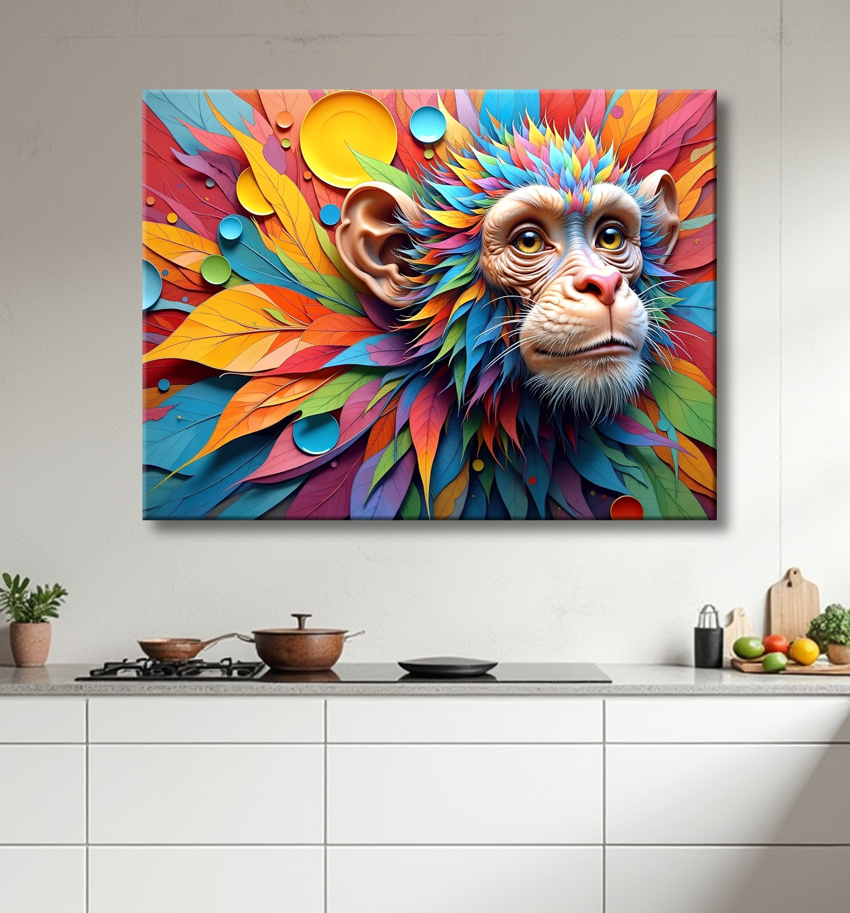 Tableau chimpanzé pop art - Explosion de couleurs et styles fantaisistes avec decor