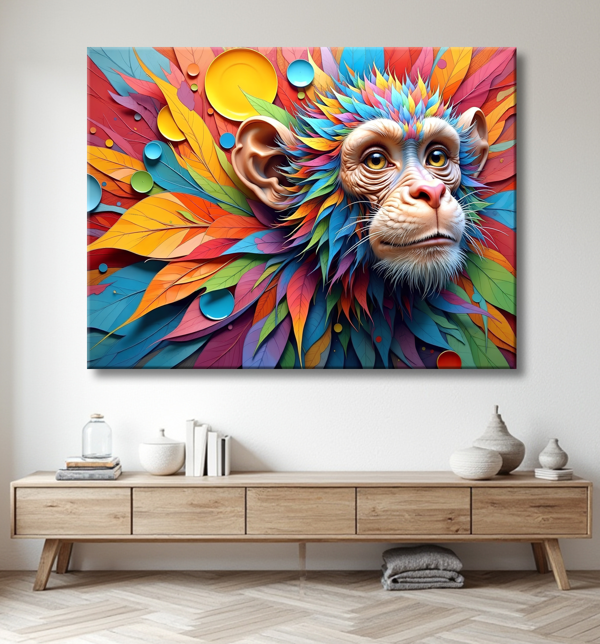 Tableau chimpanzé pop art - Explosion de couleurs et styles fantaisistes avec decor