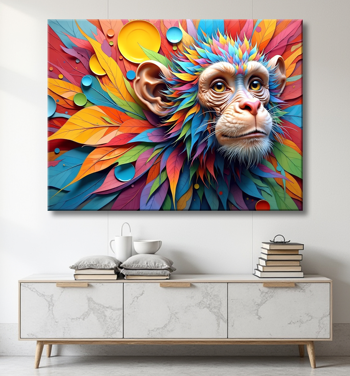 Tableau chimpanzé pop art - Explosion de couleurs et styles fantaisistes avec decor