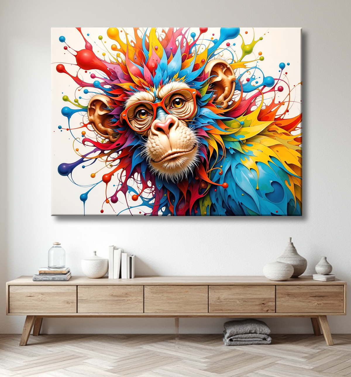 Tableau gorille pop art - Explosion graphique et couleurs vives avec decor