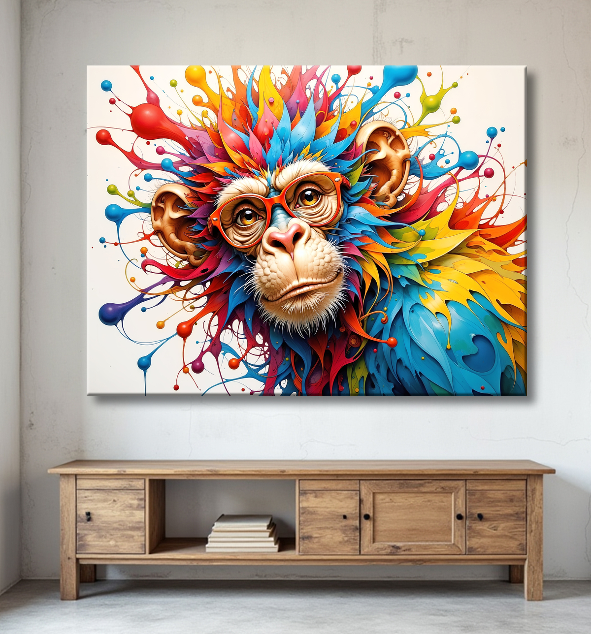 Tableau gorille pop art - Explosion graphique et couleurs vives avec decor