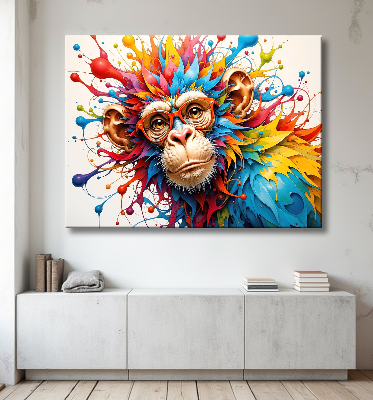 Tableau gorille pop art - Explosion graphique et couleurs vives avec decor