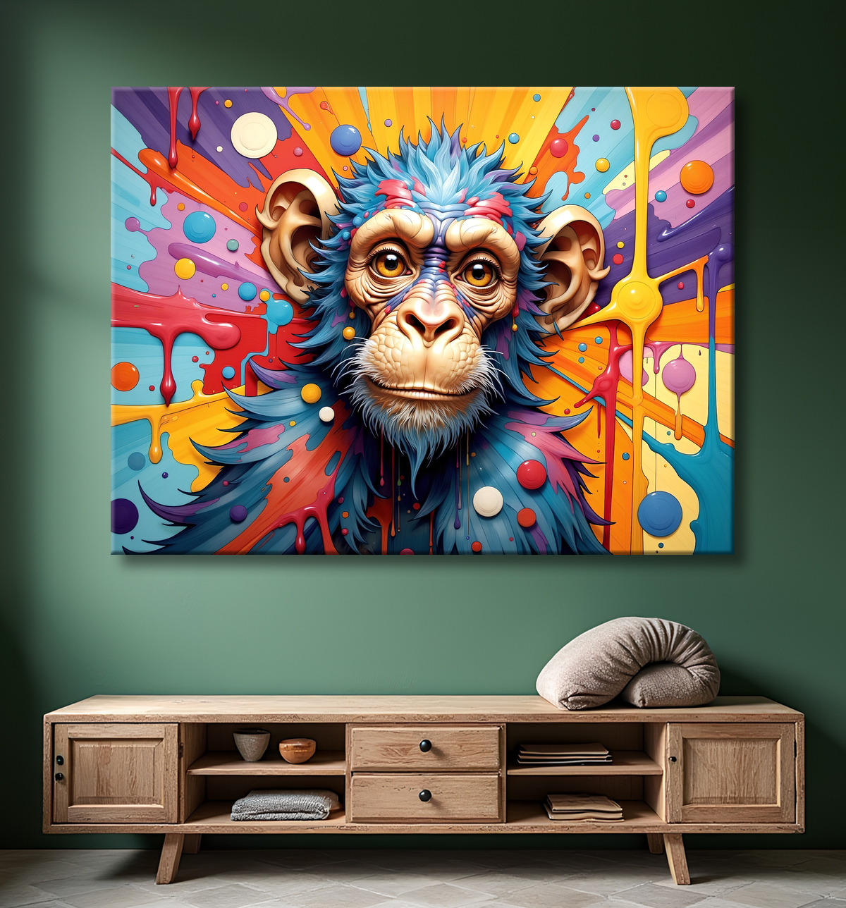 Tableau chimpanzé pop art - Explosion de couleurs et styles fantaisistes avec decor
