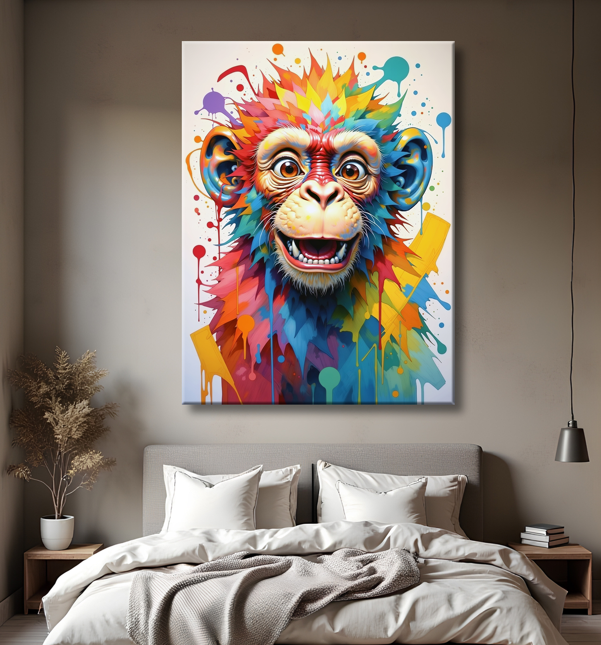 Tableau chimpanzé pop art - Explosion de couleurs et styles fantaisistes avec decor