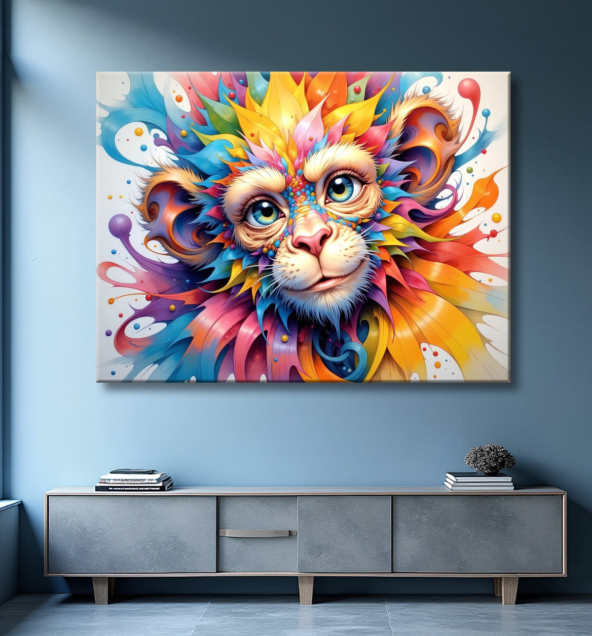 Tableau chimpanzé pop art - Explosion de couleurs et styles fantaisistes avec decor