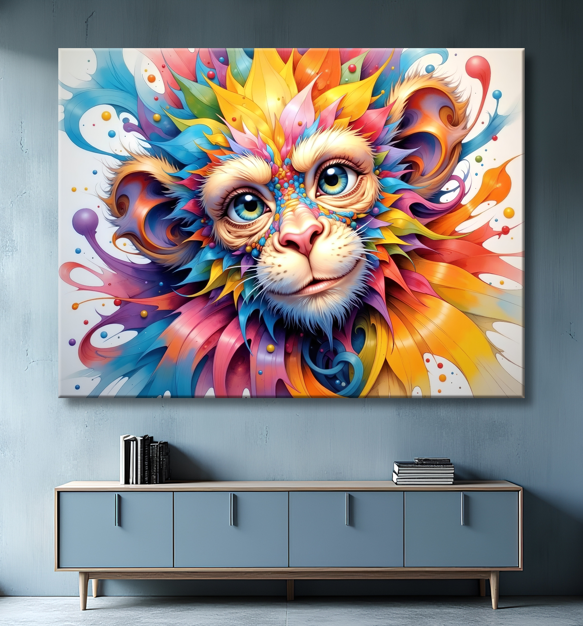 Tableau chimpanzé pop art - Explosion de couleurs et styles fantaisistes avec decor