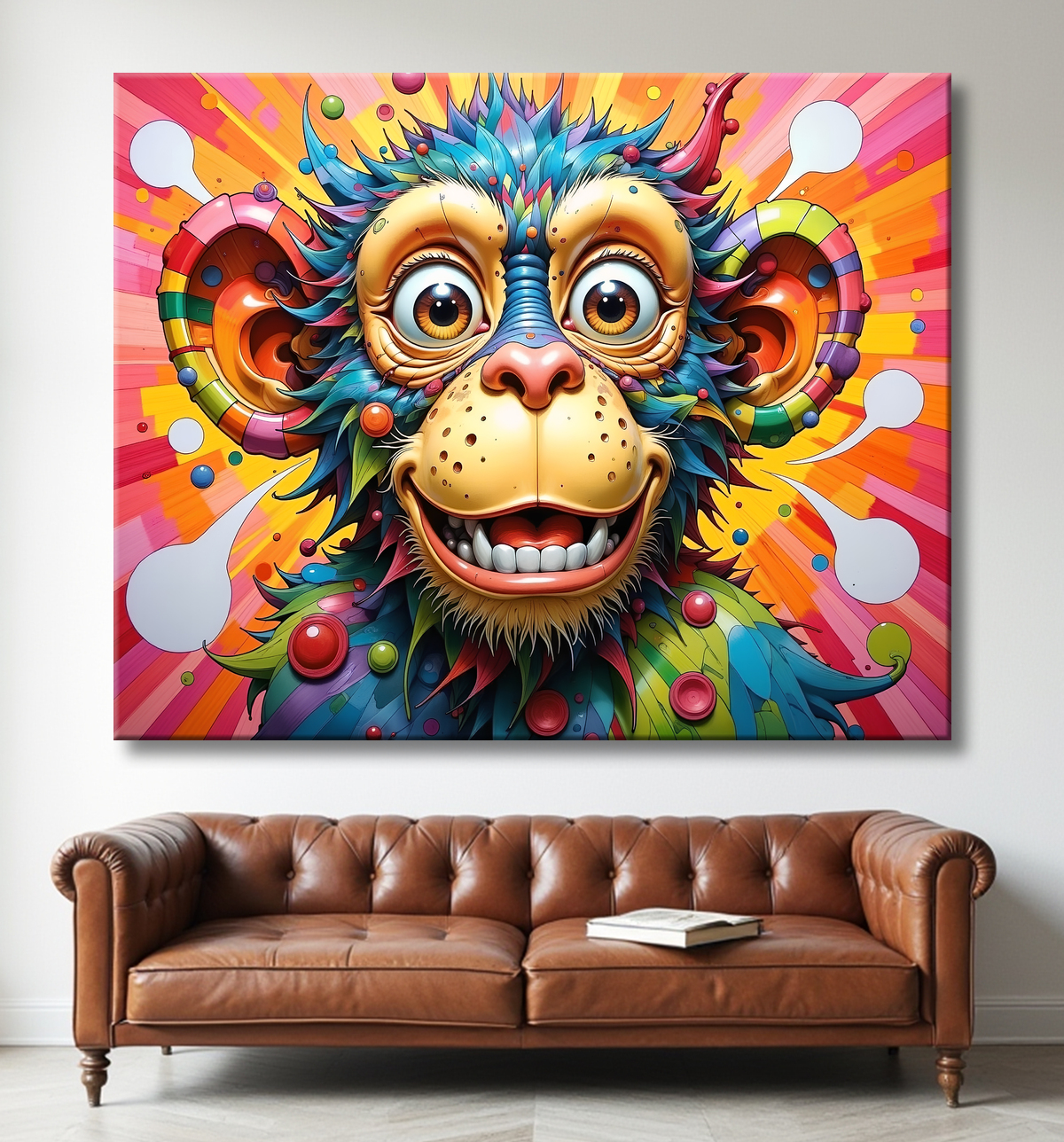 Tableau chimpanzé pop art - Explosion de couleurs et styles fantaisistes avec decor
