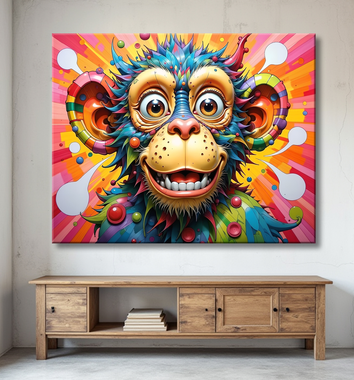 Tableau chimpanzé pop art - Explosion de couleurs et styles fantaisistes avec decor
