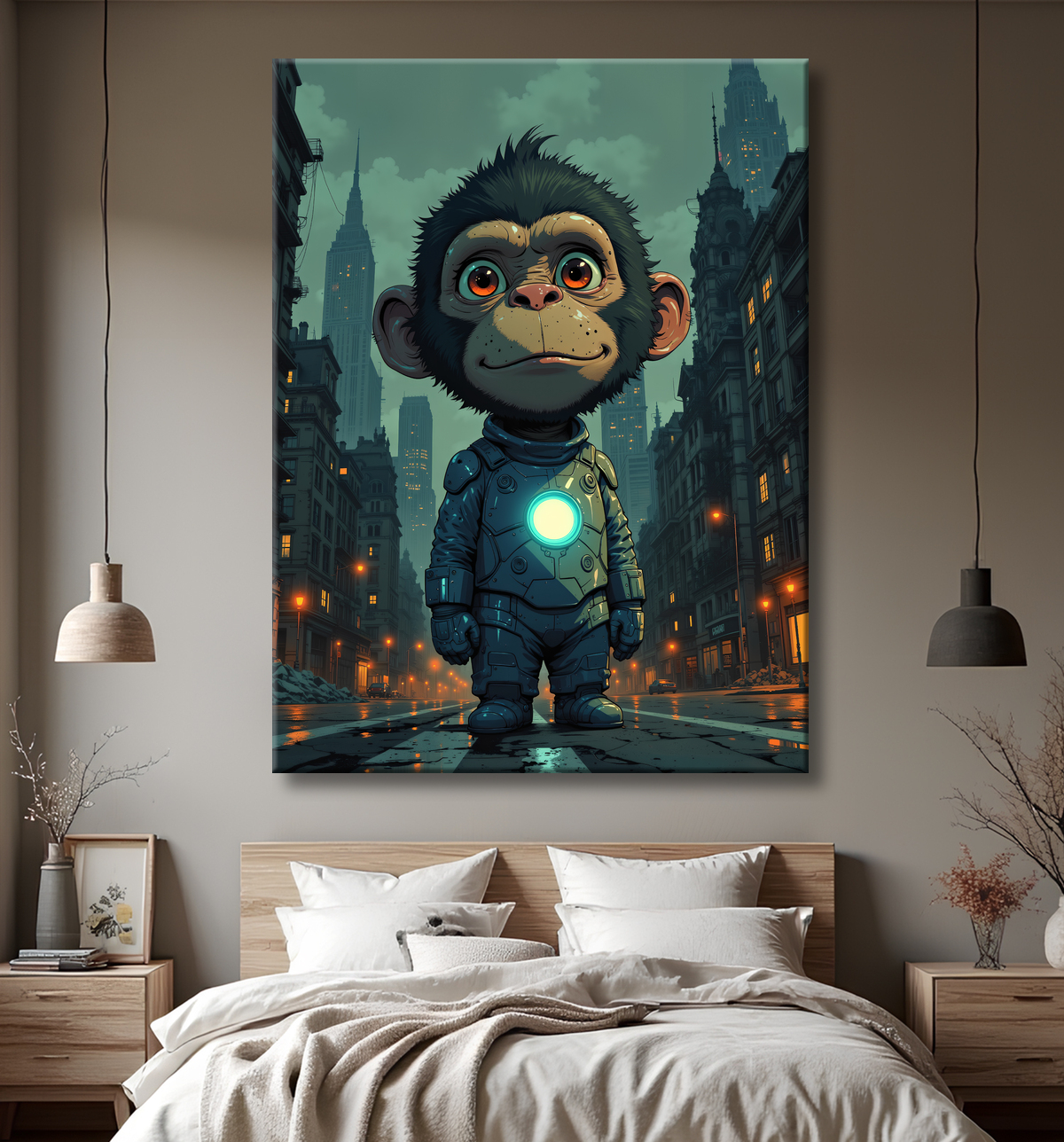 Tableau chimpanzé super-héros sombre | Décoration pop culutre avec decor