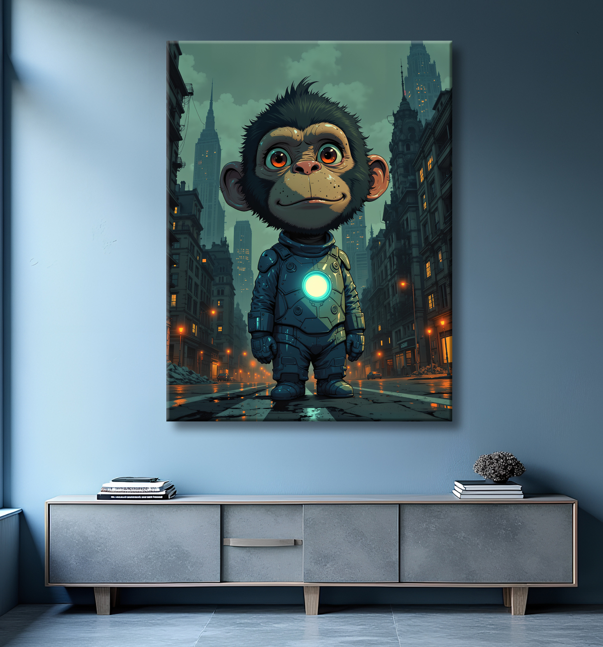Tableau chimpanzé super-héros sombre | Décoration pop culutre avec decor