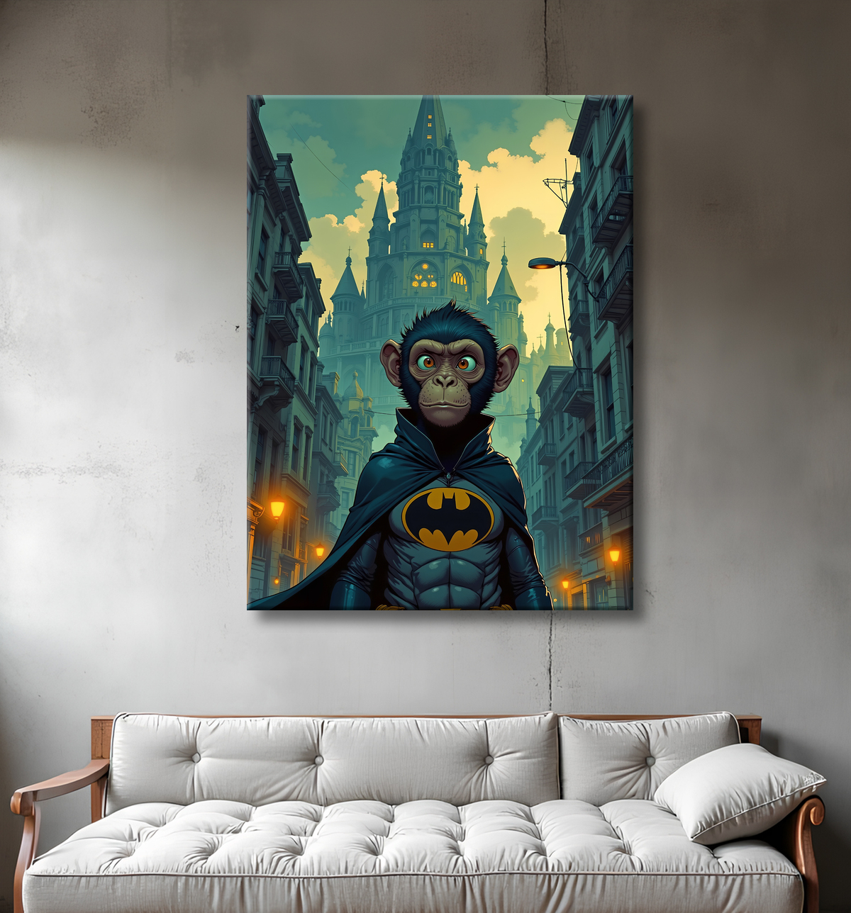 Tableau chimpanzé super-héros sombre | Décoration pop culutre avec decor