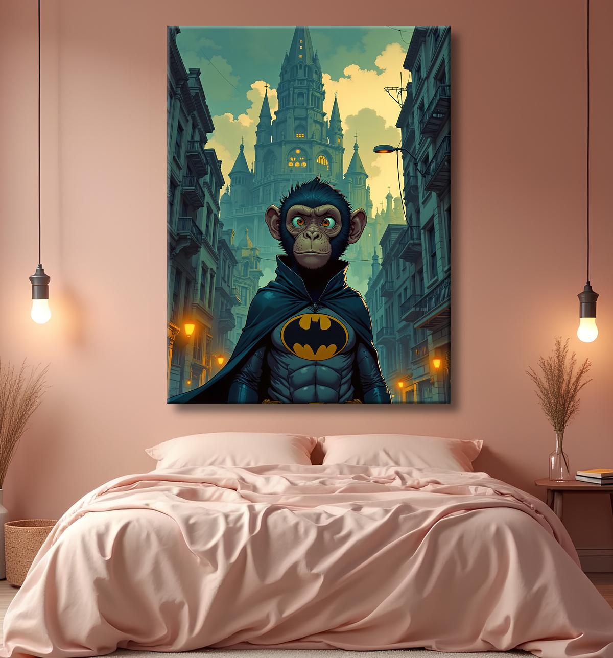 Tableau chimpanzé super-héros sombre | Décoration pop culutre avec decor