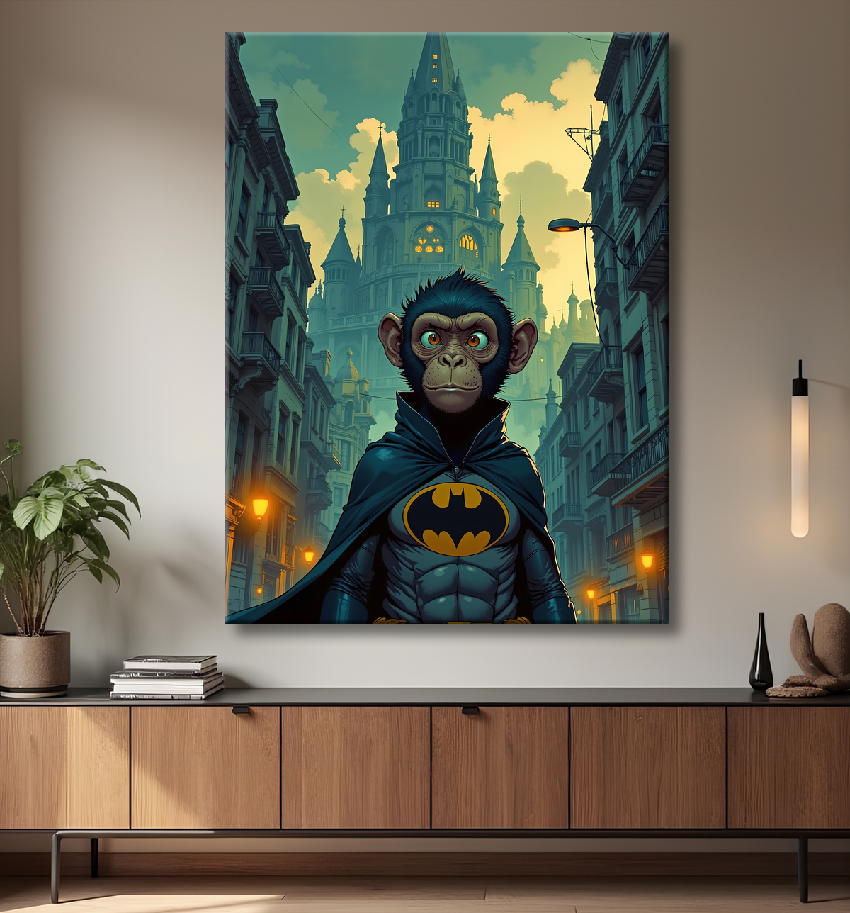 Tableau chimpanzé super-héros sombre | Décoration pop culutre avec decor