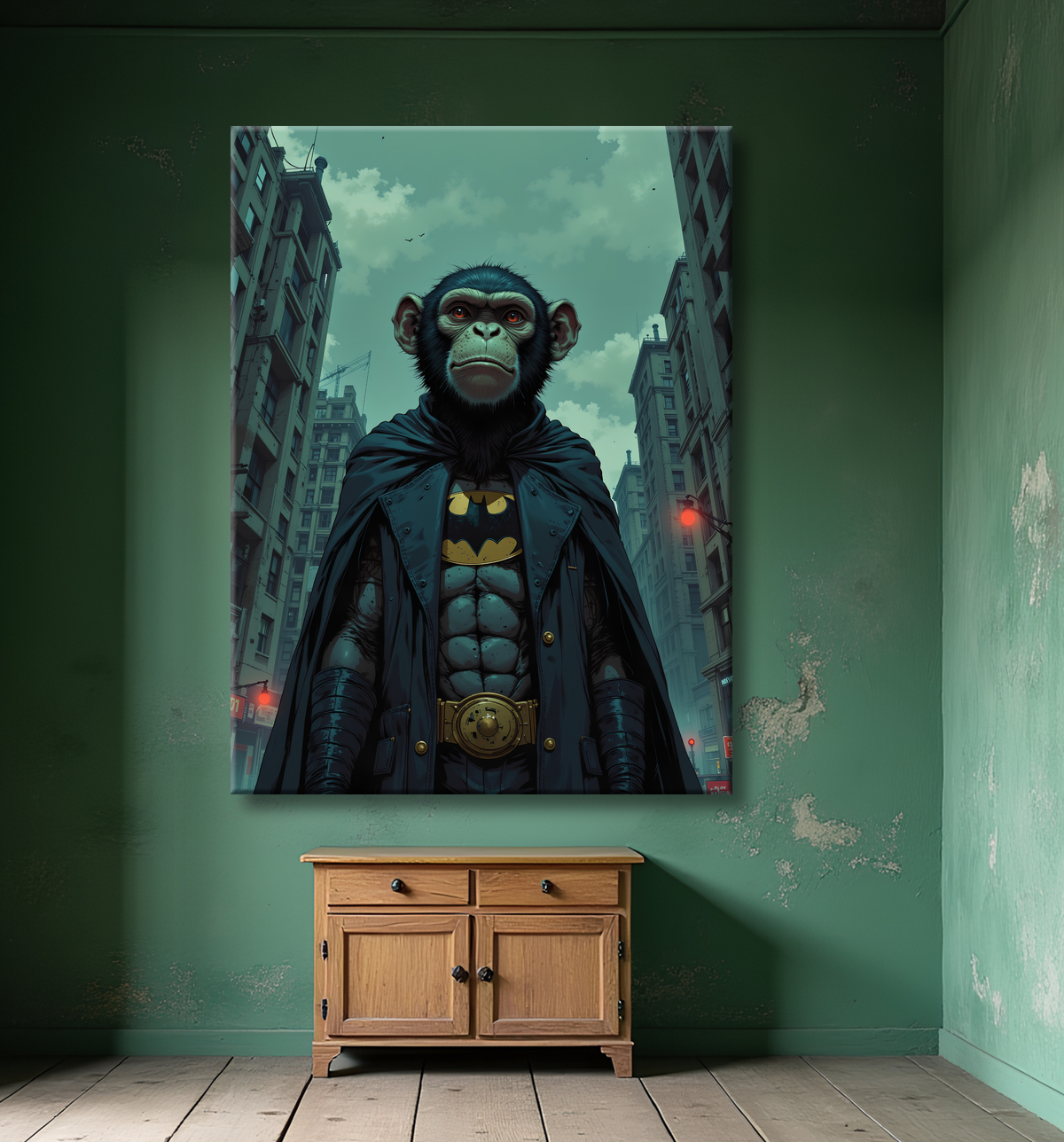 Tableau chimpanzé super-héros sombre | Décoration pop culutre avec decor