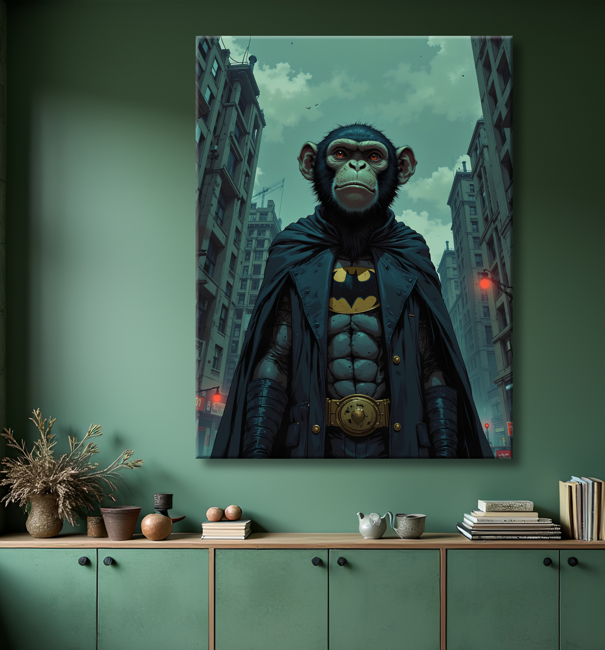 Tableau chimpanzé super-héros sombre | Décoration pop culutre avec decor
