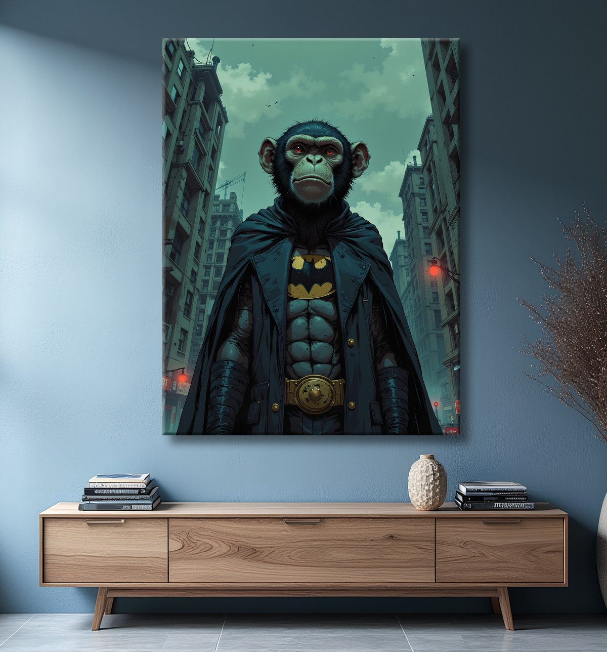 Tableau chimpanzé super-héros sombre | Décoration pop culutre avec decor