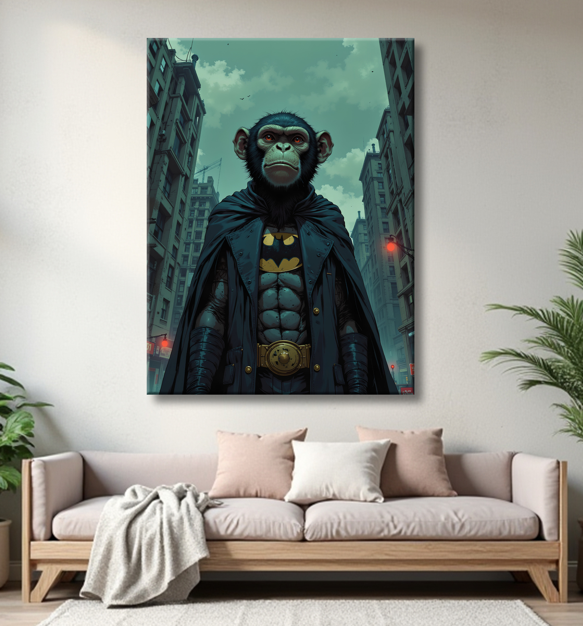 Tableau chimpanzé super-héros sombre | Décoration pop culutre avec decor