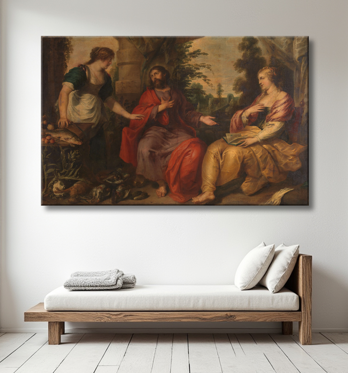 Reproduction Christ avec Marthe et Marie de Vincent Malò (I) avec decor