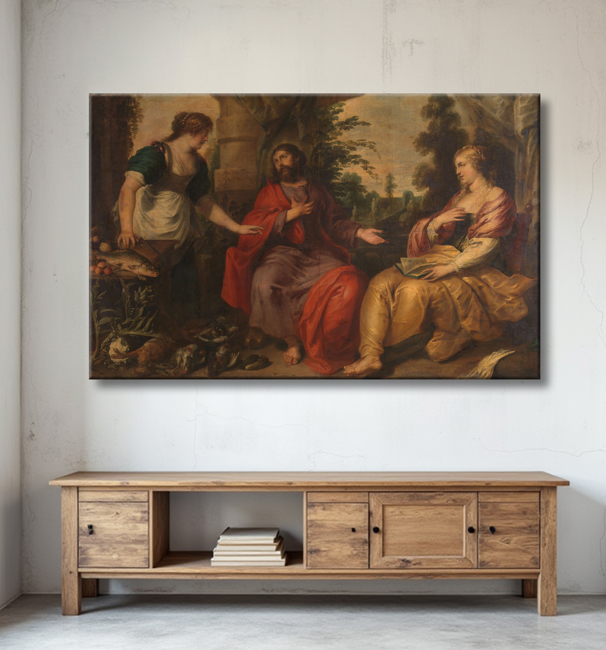 Reproduction Christ avec Marthe et Marie de Vincent Malò (I) avec decor