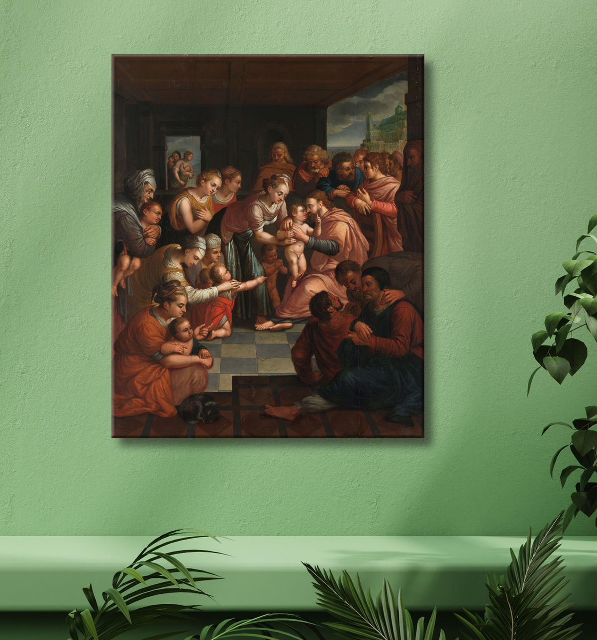 Reproduction Christ bénissant les enfants de anonymous avec decor