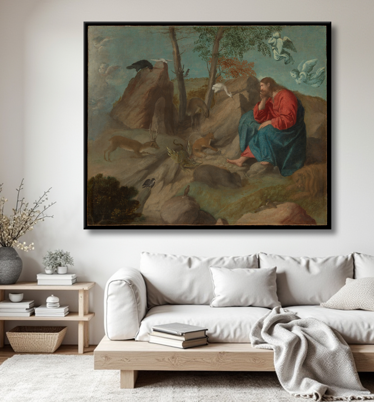 Reproduction Christ dans le désert de Moretto da Brescia (Alessandro Bonvicino) avec decor