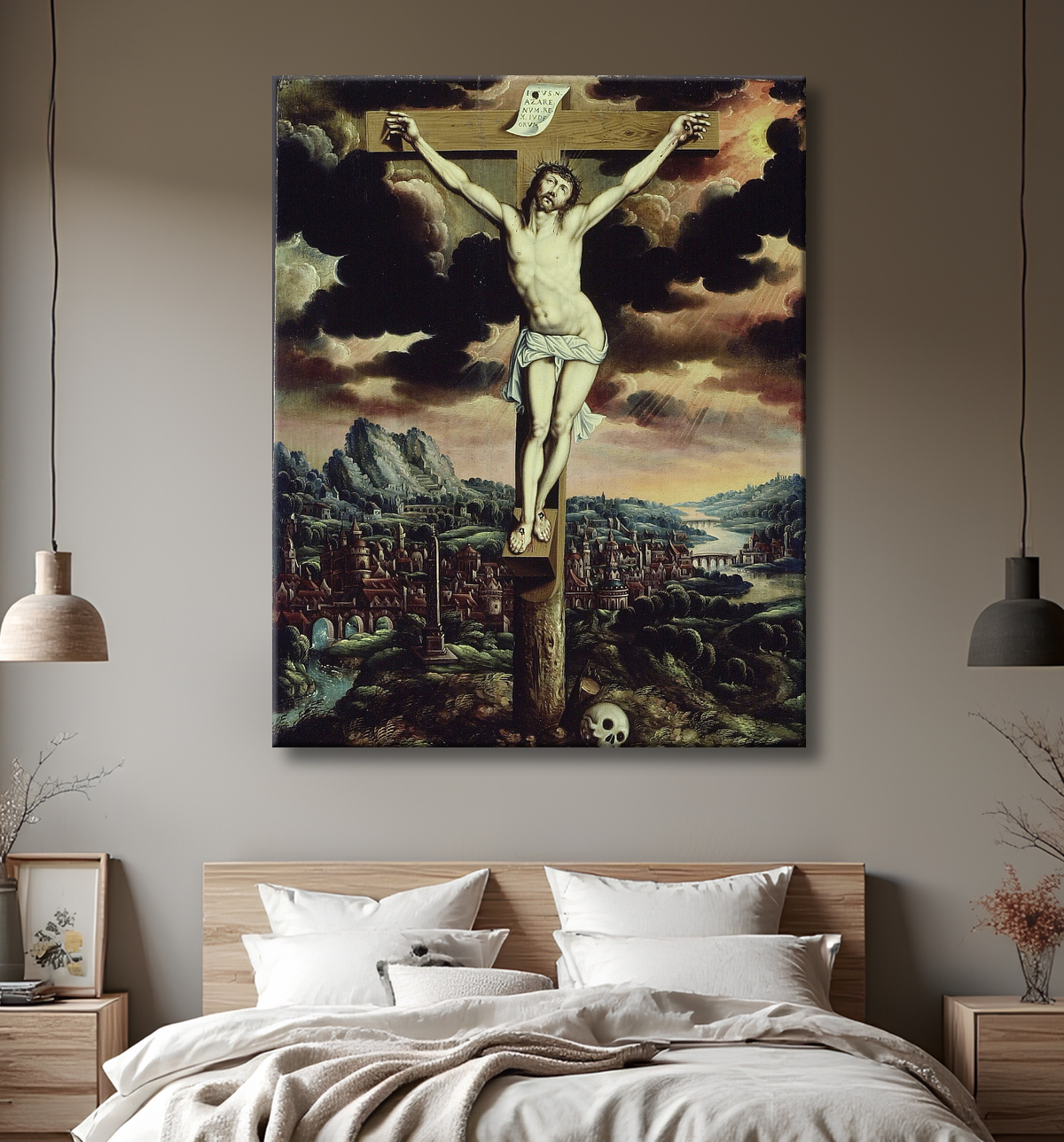 Reproduction Christ en croix avec decor