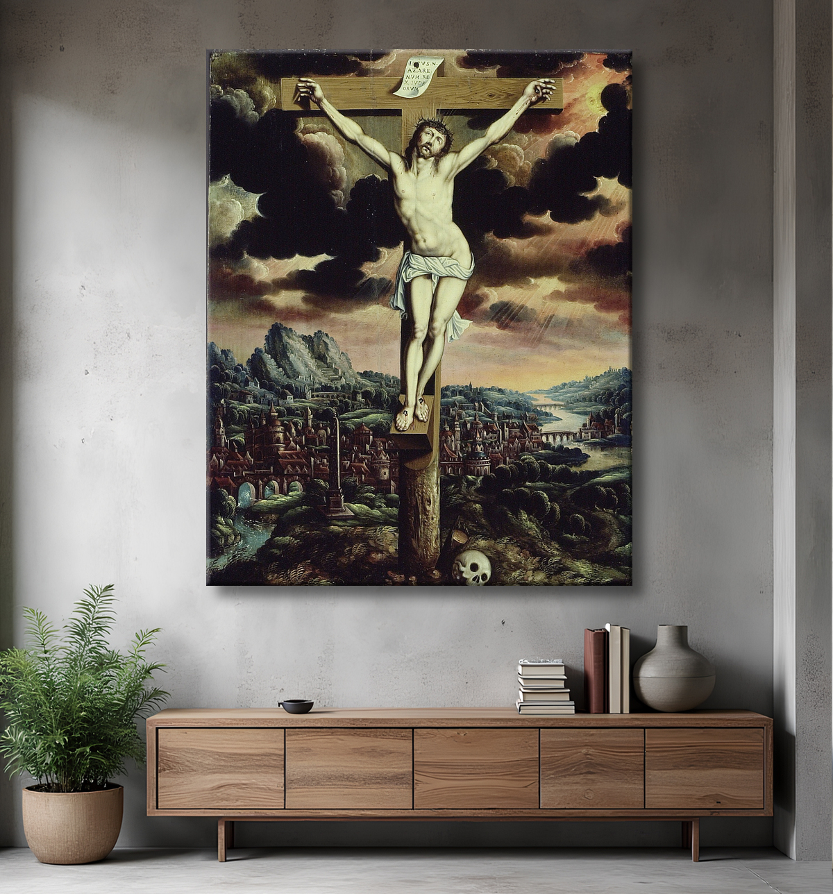 Reproduction Christ en croix avec decor