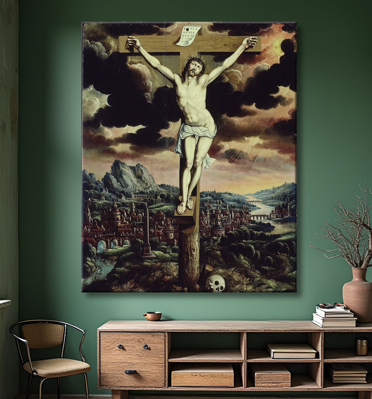 Reproduction Christ en croix avec decor