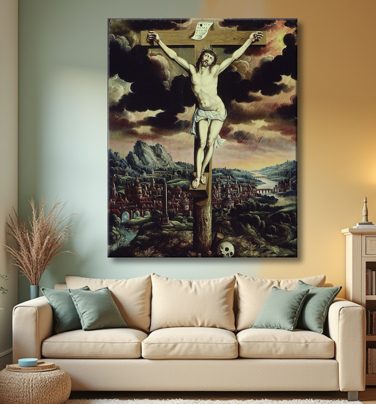 Reproduction Christ en croix avec decor