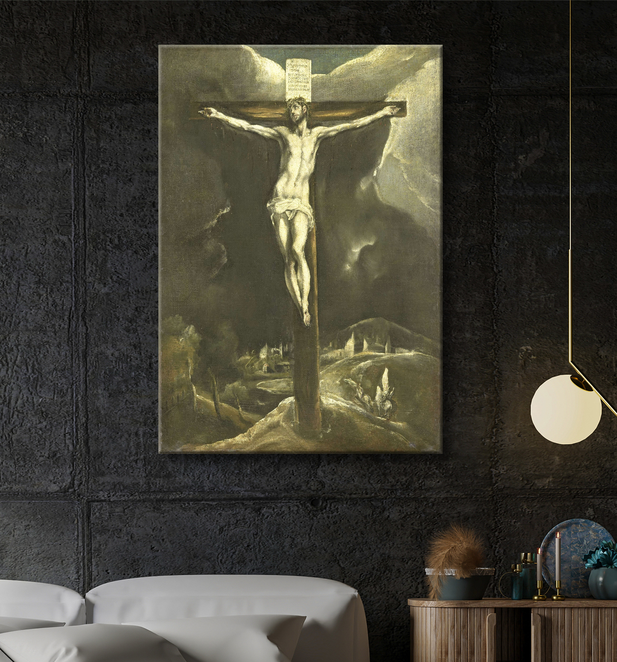 Reproduction Christ en croix de El Greco avec decor