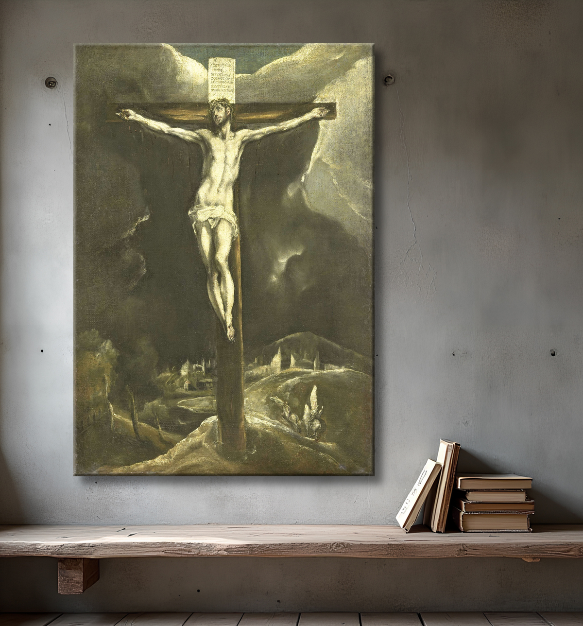 Reproduction Christ en croix de El Greco avec decor