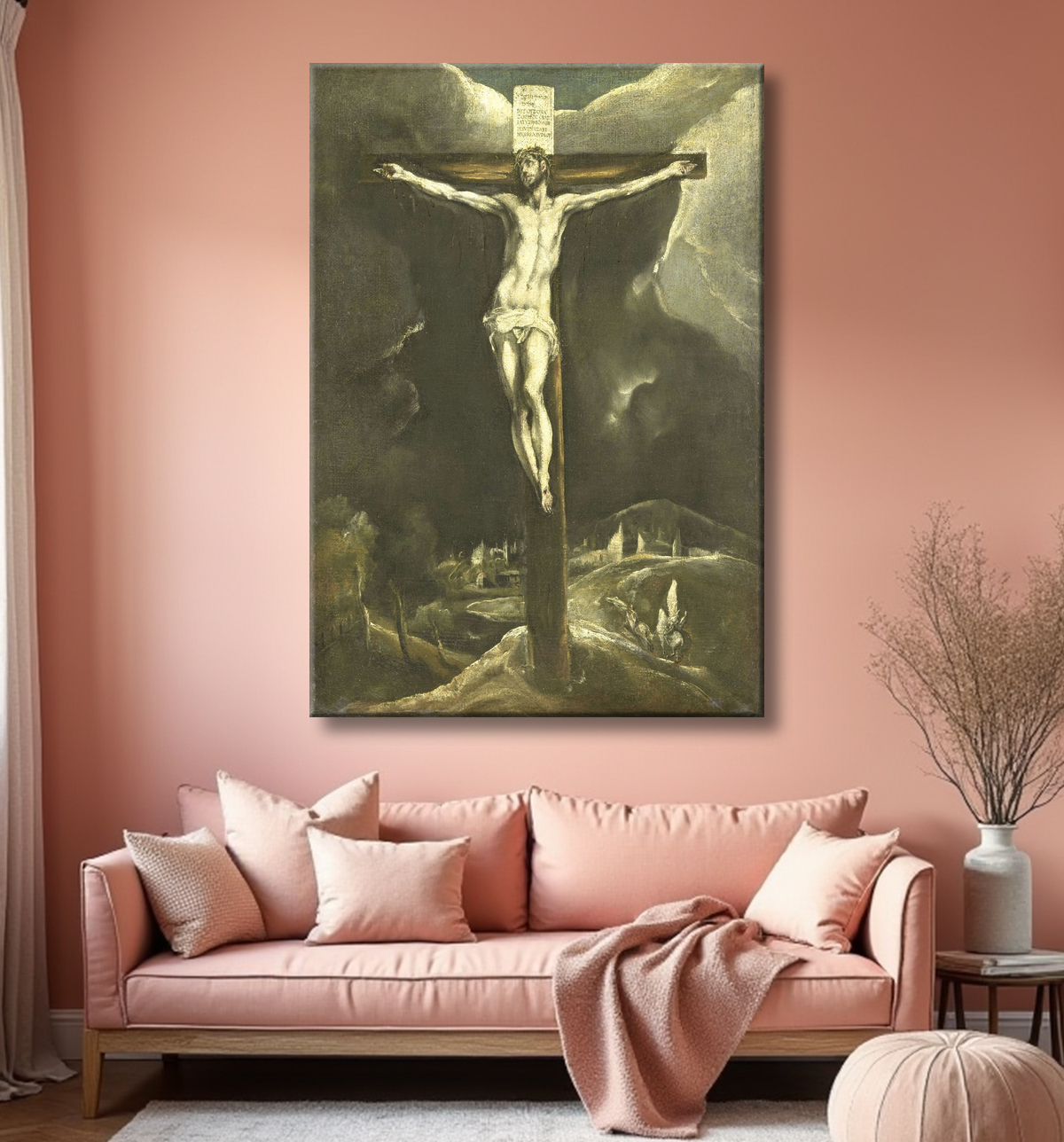 Reproduction Christ en croix de El Greco avec decor