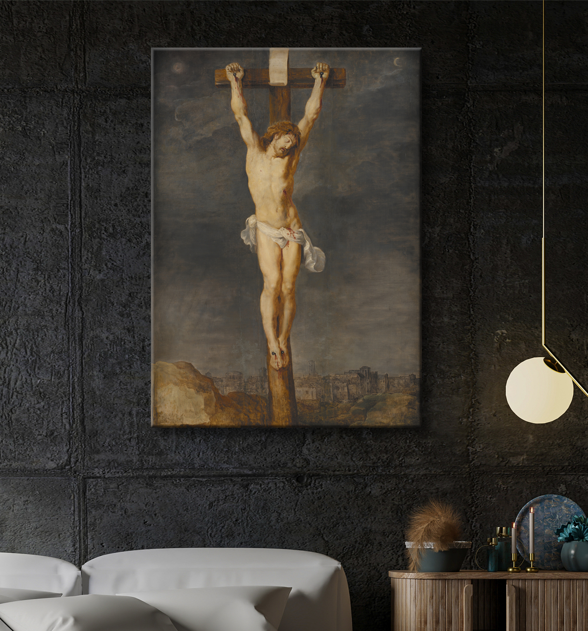 Reproduction Christ en croix de Rubens, Peter Paul avec decor